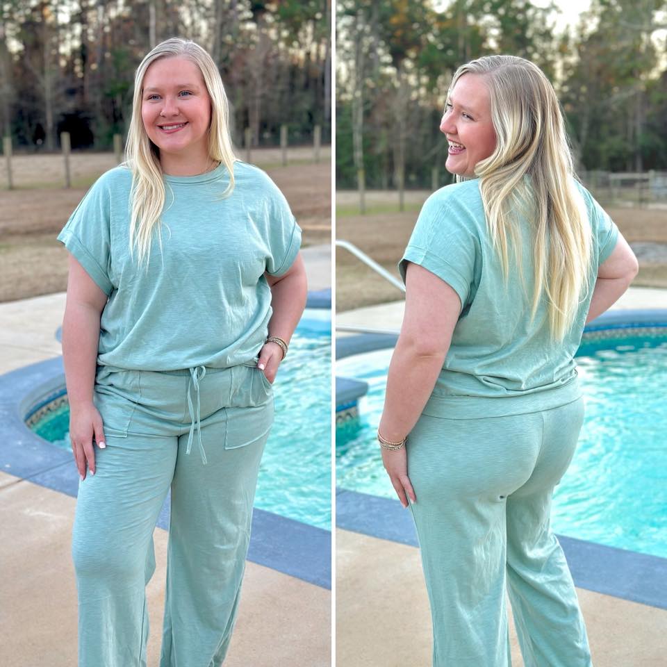 CUFFED SLEEVE RAW SEAM PANT SET
