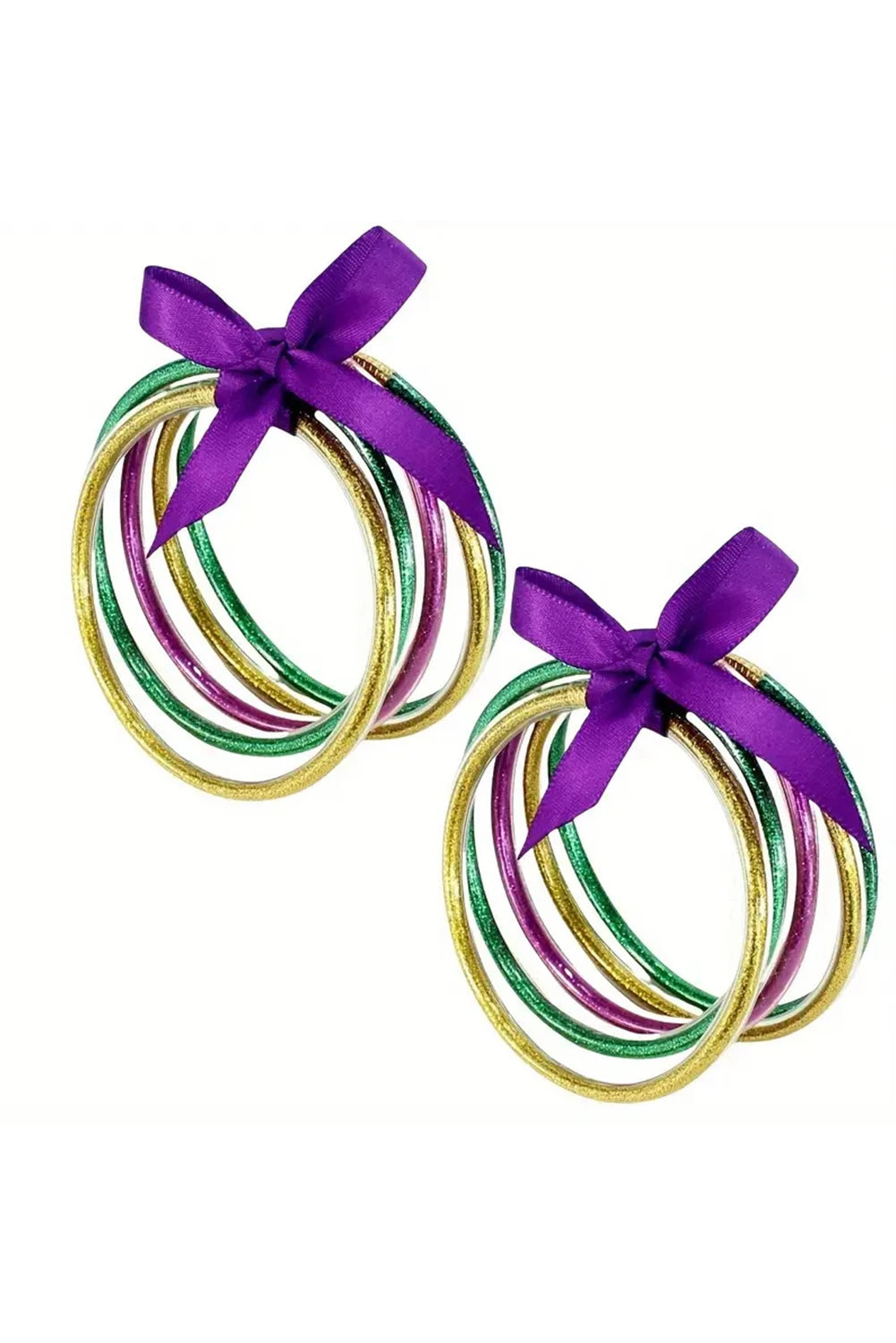 MARDI GRAS 5PCS GLITTER JELLY BRACELET SET