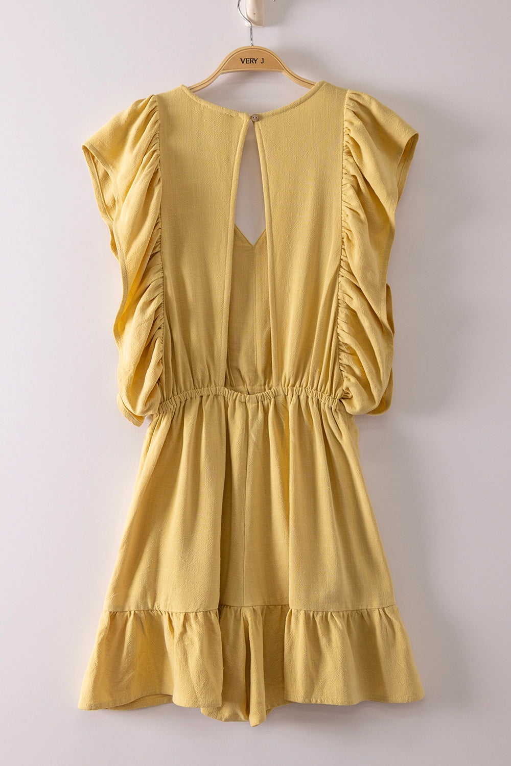 WOMEN GOLD RUFFLED SLEEVE ROMPER