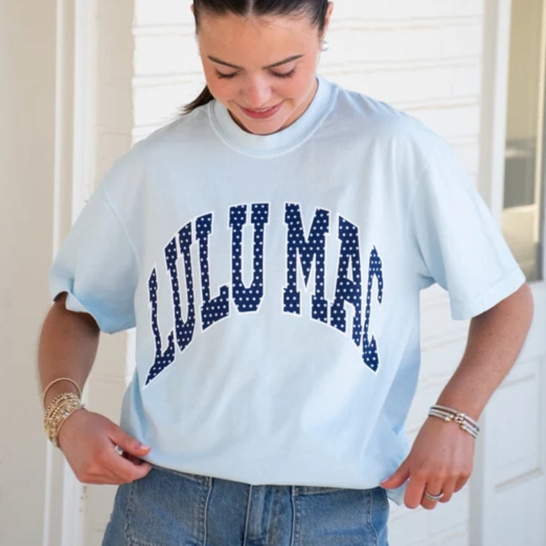 LULU MAC BLUE POLKA DOT TEE