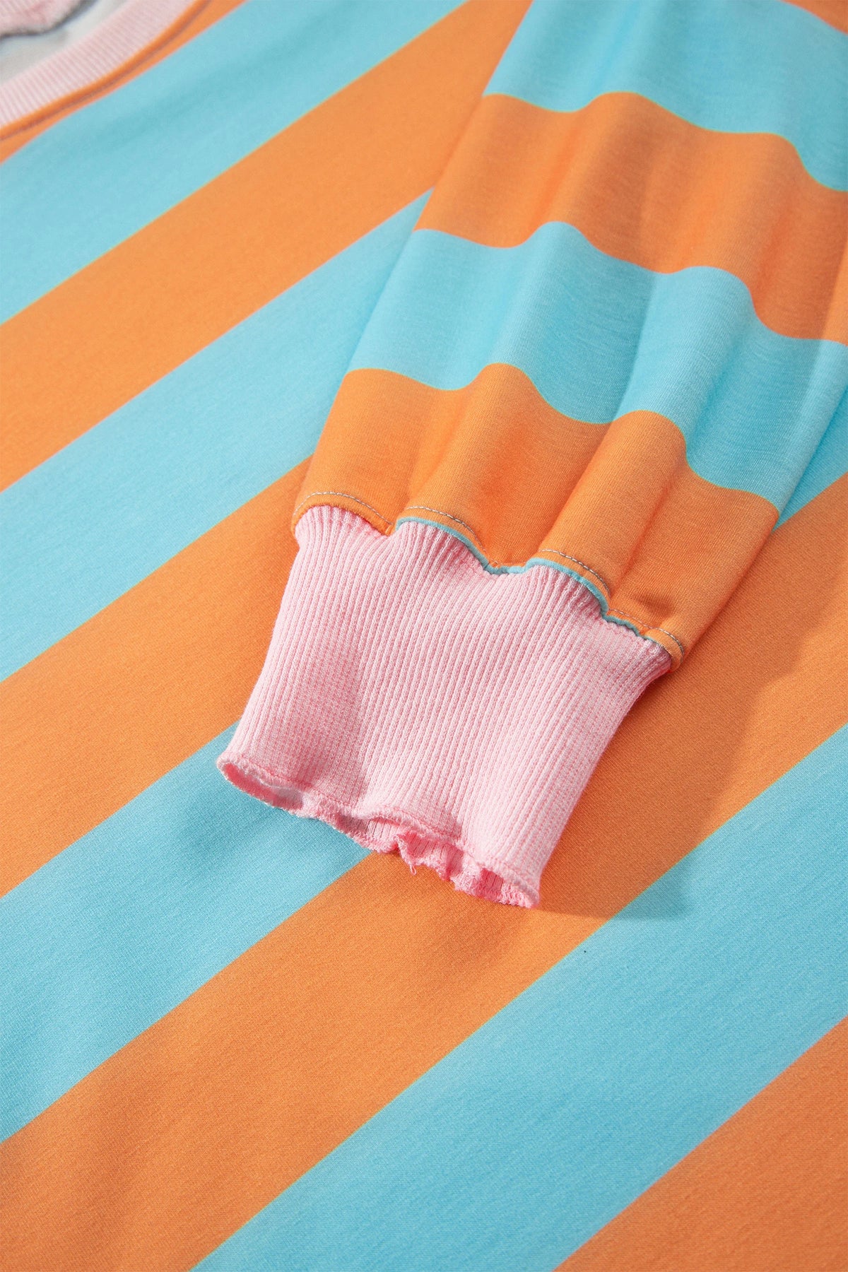 ORANGE STRIPE COLOR BLOCK LONG SLEEVE TOP