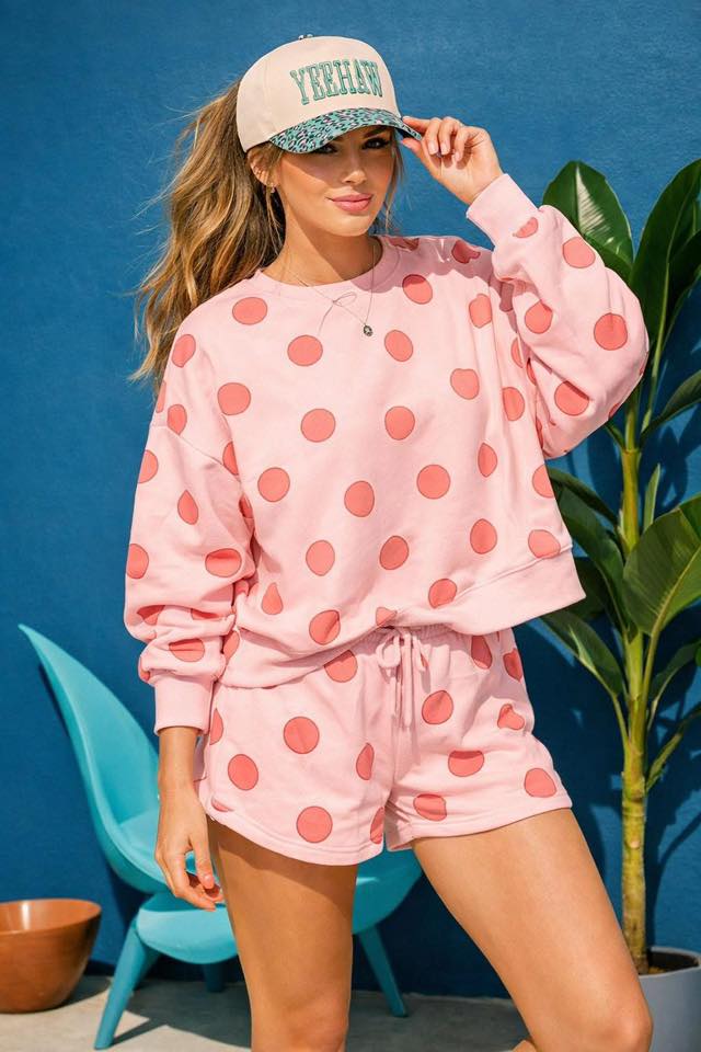 PINK POLKA DOT 2 PC LOUNGE SET