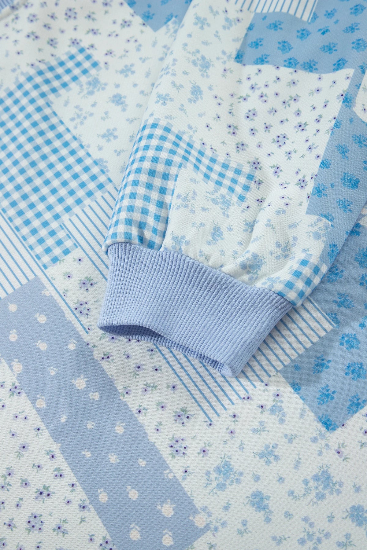 SKY BLUE PATCHWORK 2PC SHORT SET