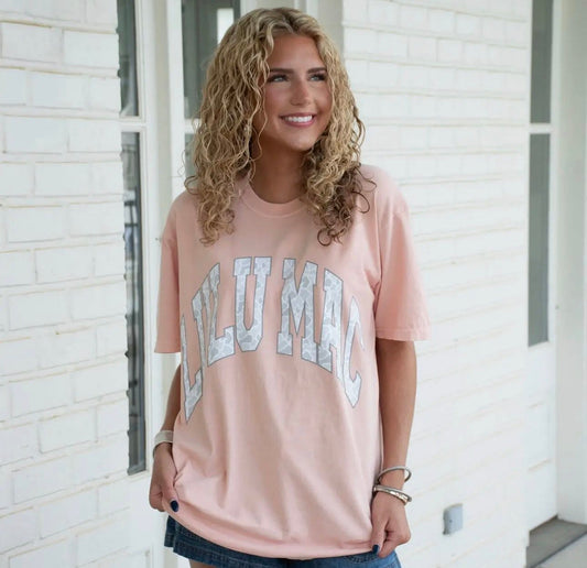 LULU MAC ADULT PEACH CAMO TEE