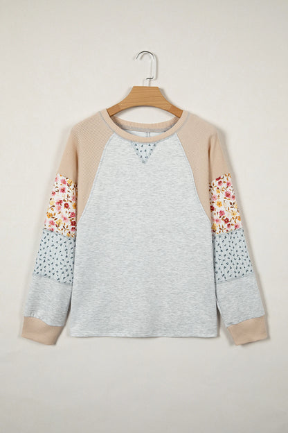 MIXED PRINT RAGLAN SLEEVE PATCHWORK TOP