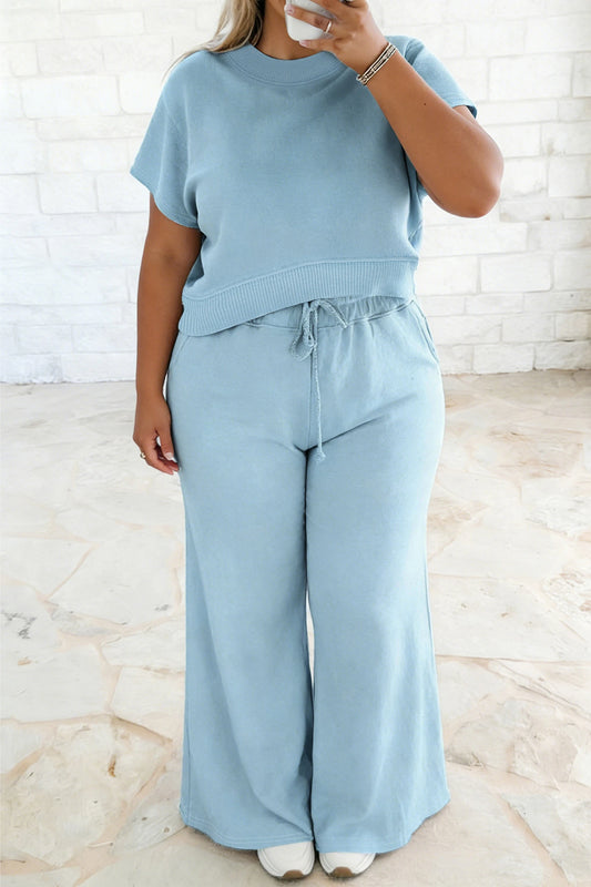 PLUS SIZE MIST BLUE 2PC PANT OUTFIT