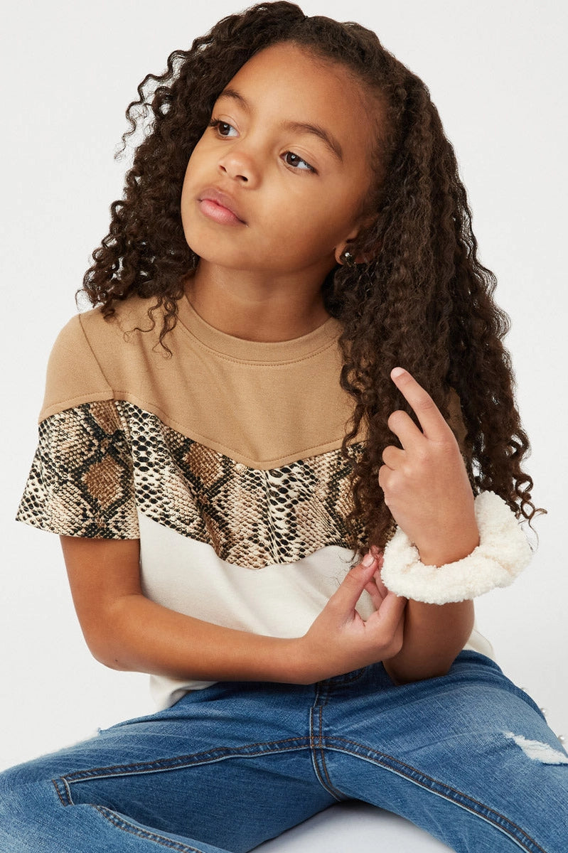 GIRLS SNAKE COLOR BLOCK TEE