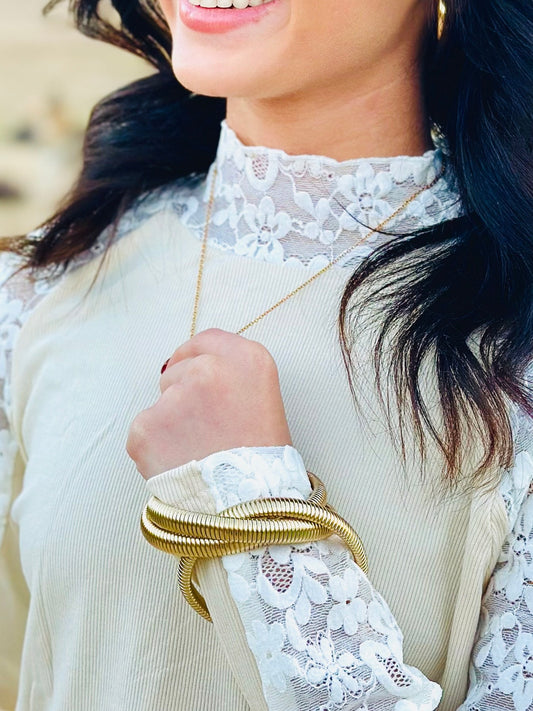 GOLD 3 LAYERS PLATED CHUNKY ALLOY BANGLE