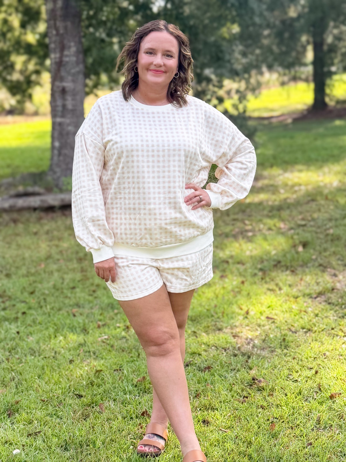 YELLOW PLAID CASUAL SHORT 2PC OUTFIT