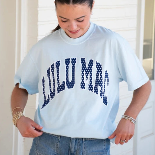 LULU MAC BLUE POLKA DOT TEE