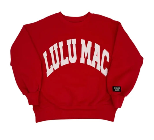 LULU MAC RED WITH WHITE PUFF SWSH