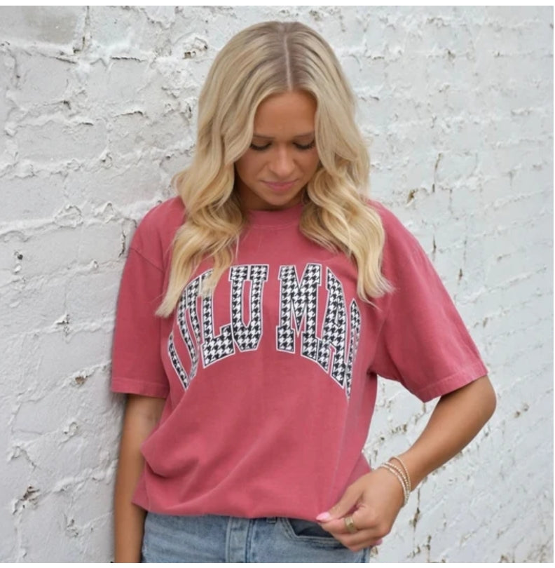 LULU MAC HOUNDSTOOTH TEE