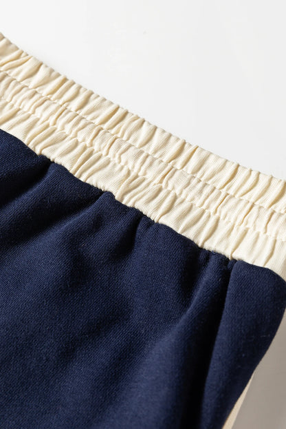 PLUS SIZE NAVY BLUE COLOR CONTRAST SKORT SET