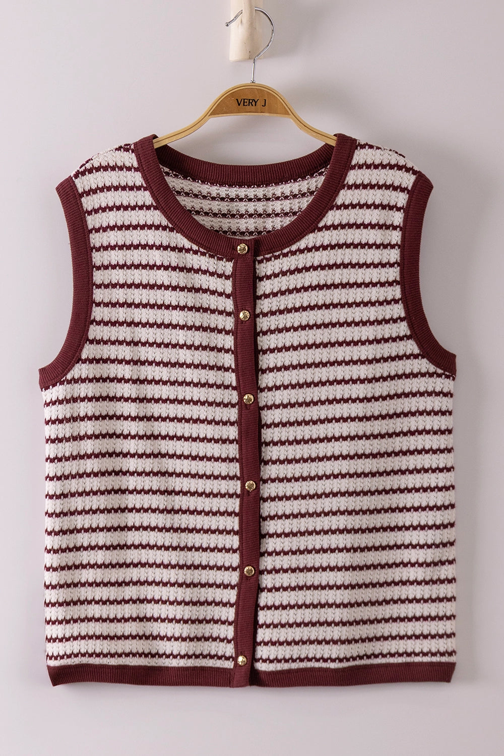 STRIPE KNIT BUTTON DOWN SWEATER