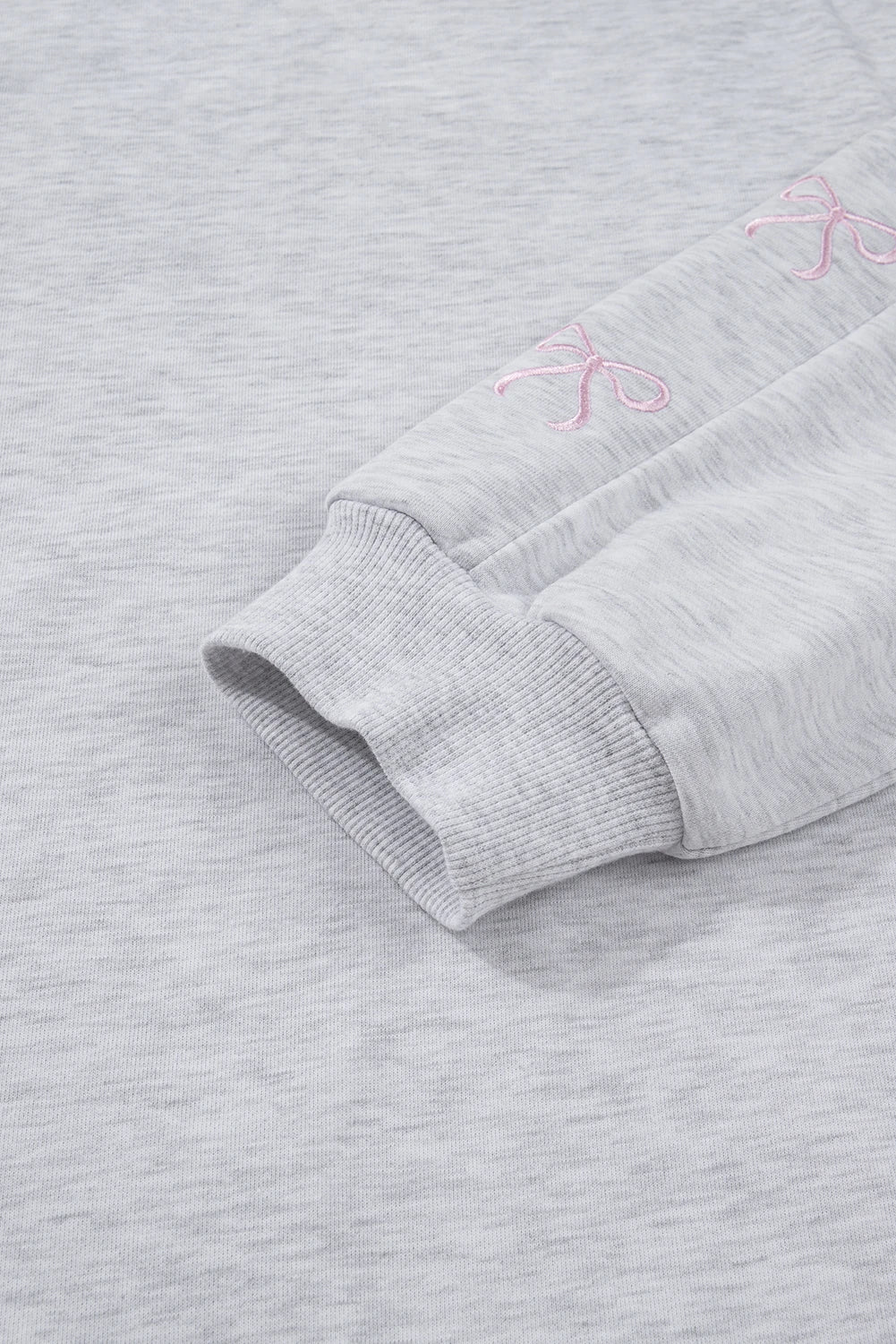 PLUS SIZE LIGHT GRAY EMBROIDERED BOW LOUNGE SET