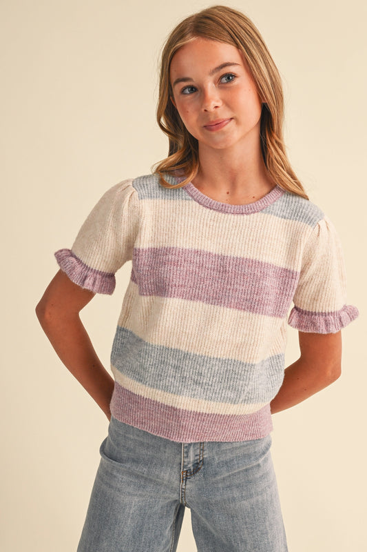 TWEEN GIRLS PUFF SLEEVE SWEATER