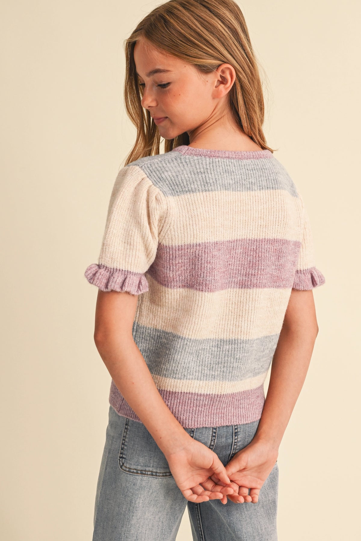 TWEEN GIRLS PUFF SLEEVE SWEATER