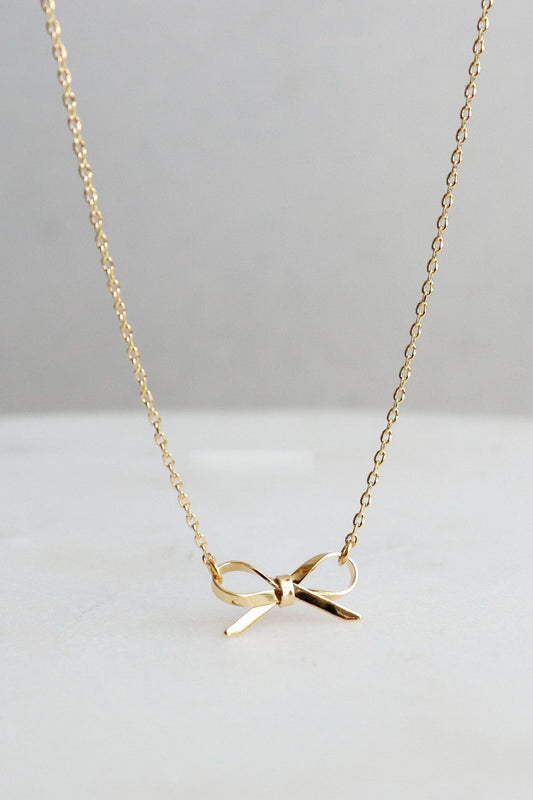 18K STAINLESS STEEL TARNISH FREE BOW NECKLACE