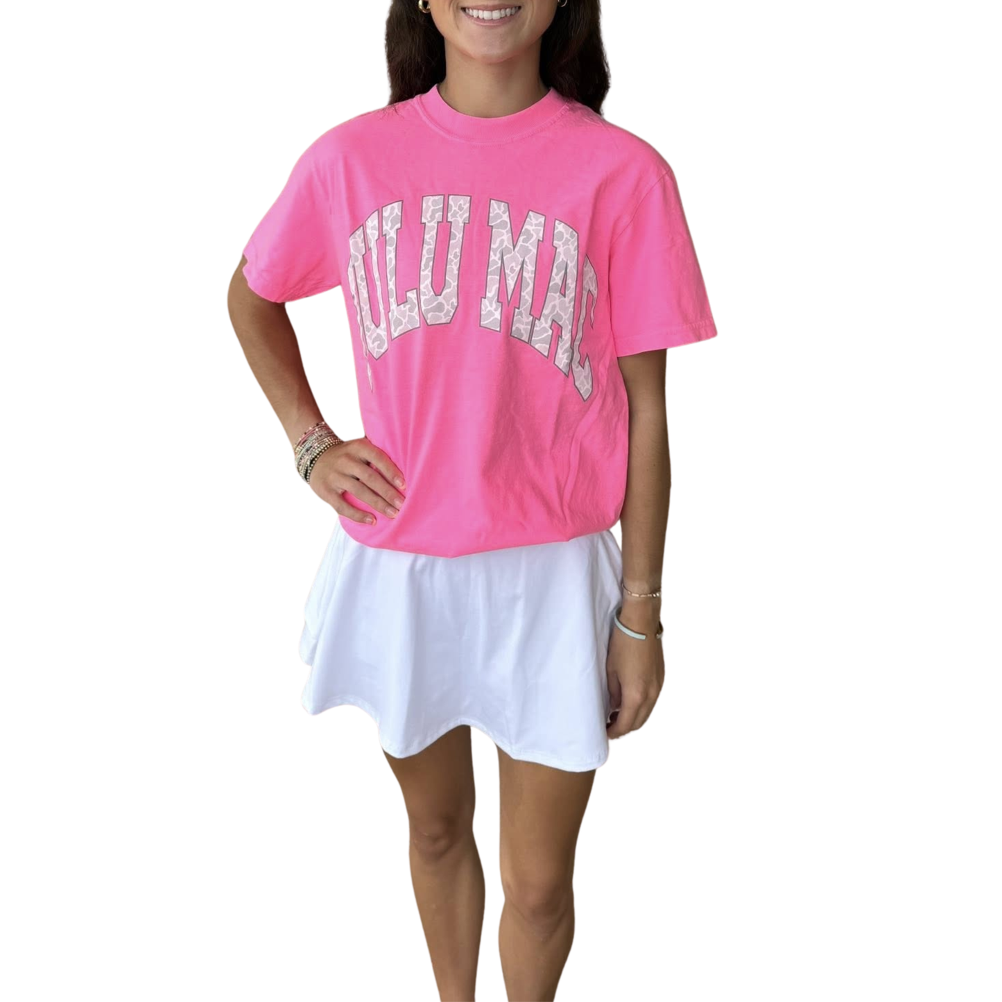 LULU MAC YOUTH HOT PINK CAMO TEE