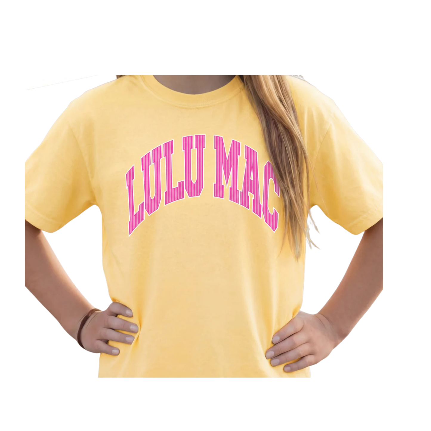 LULU MAC YOUTH YELLOW/PINK STRIPE TEE