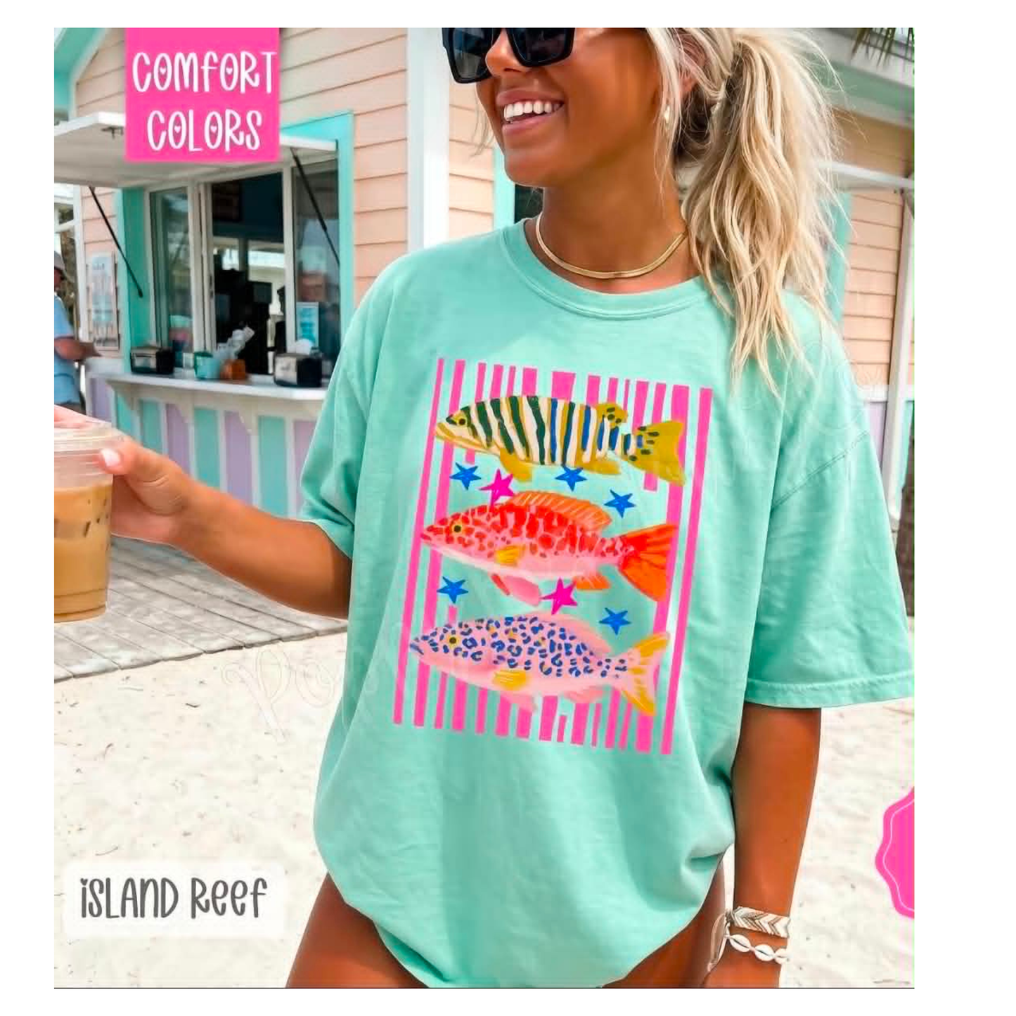 NEON FISH TEE OR TANK