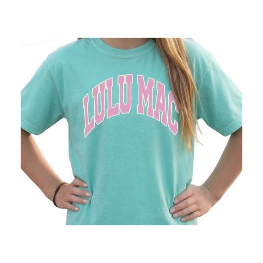 LULU MAC YOUTH CHALKY MINT/PINK POLKA DOT TEE