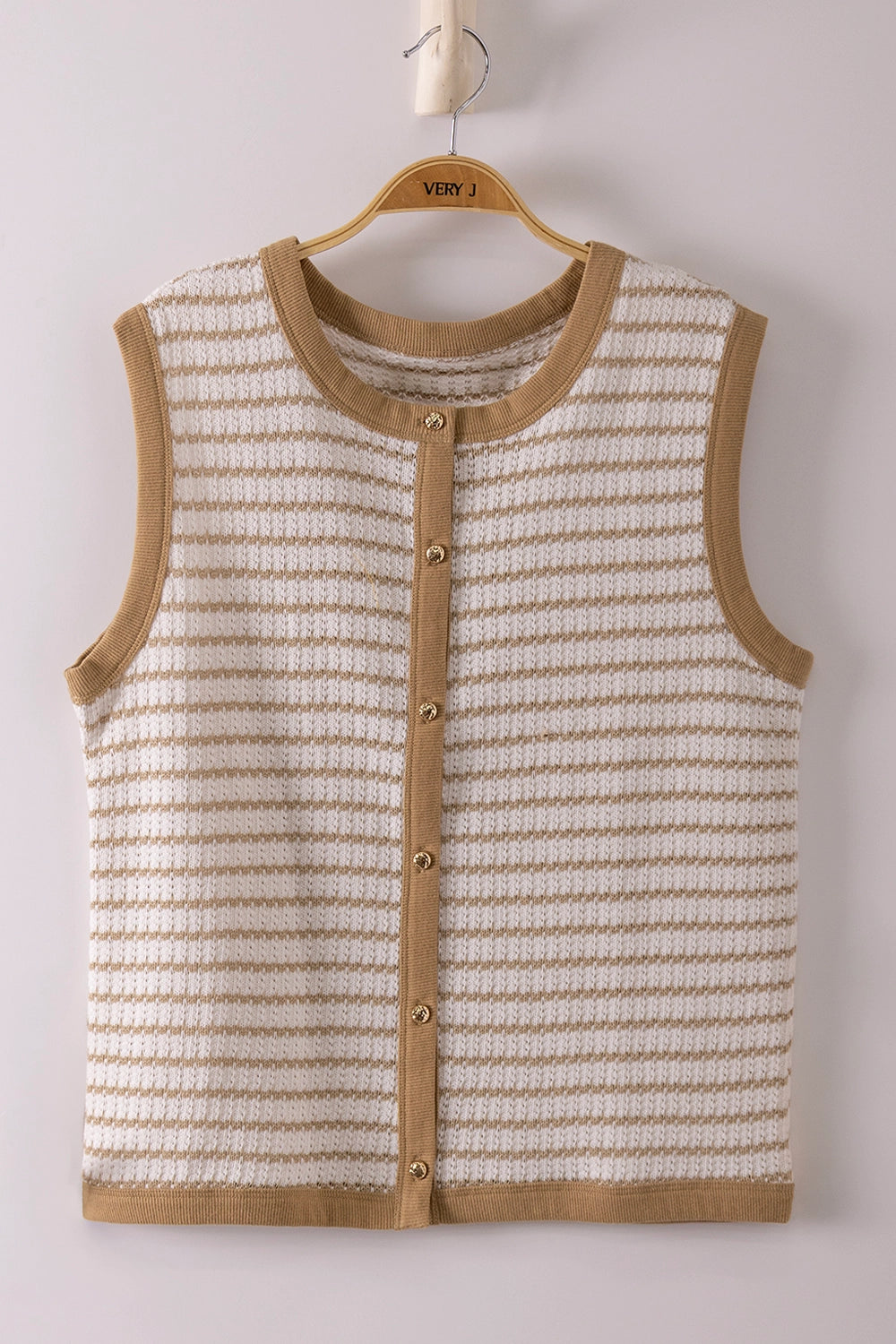 STRIPE KNIT BUTTON DOWN SWEATER